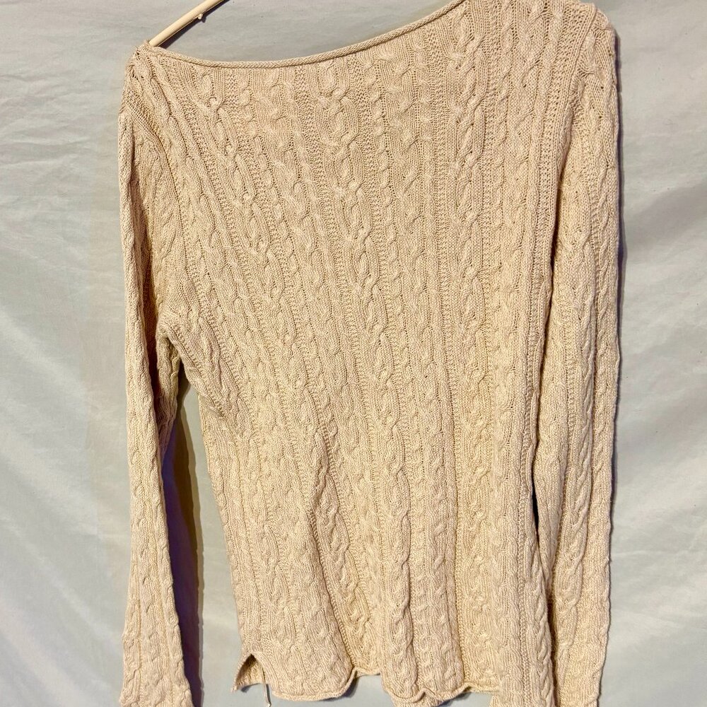 $$SOLD$$ Lauren Ralph Lauren Women's Crew Cream Sweater Size L - Picture 11 of 11